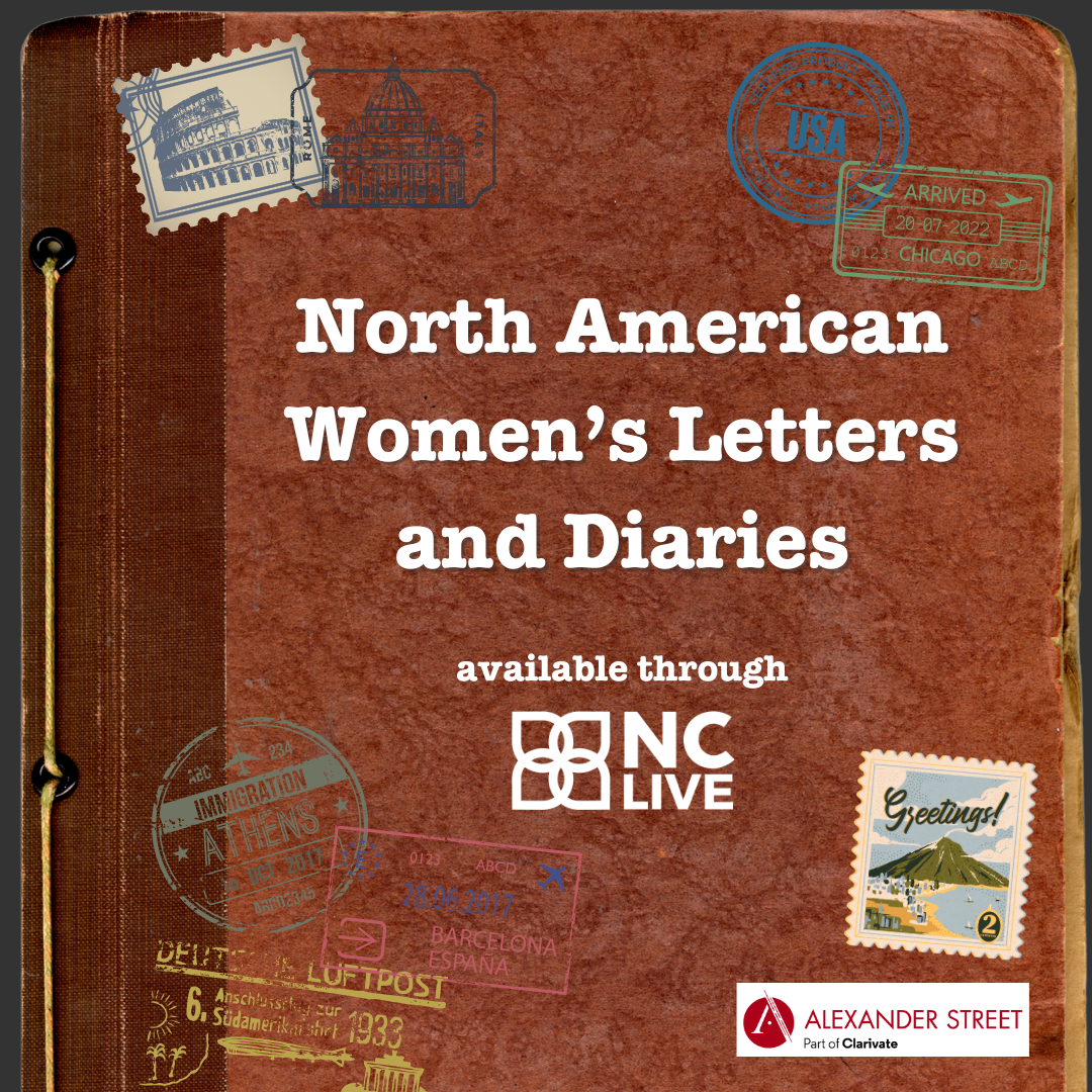 An old diary cover with "North American Women's Letters and Diaries" on the front.