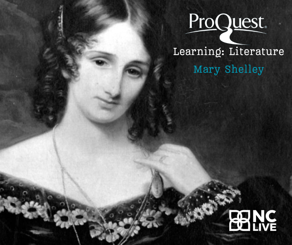A portrait of Mary Shelley next to the ProQuest logo.