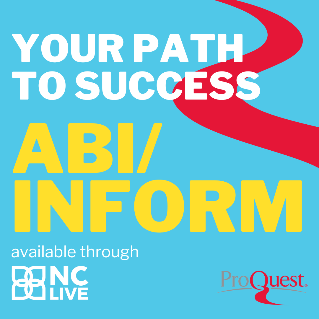 A red path on a blue background with text that reads "Your path to success: ABI/INFORM."