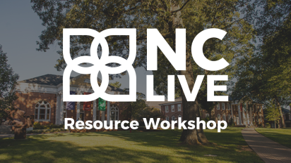 A photo of Guilford college with a white NC LIVE logo superimposed.